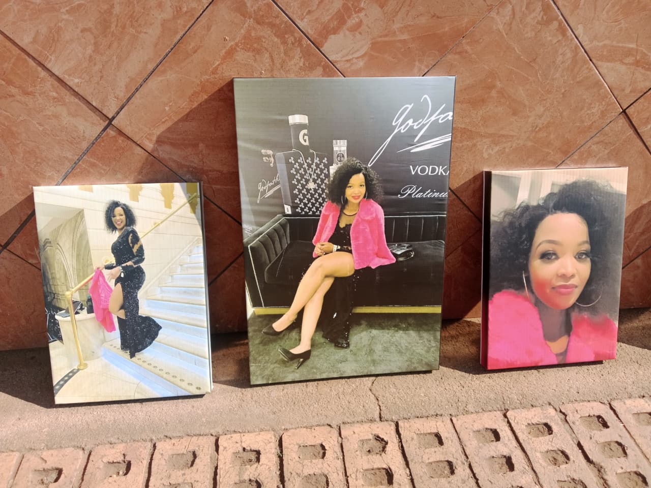 Three canvas prints of a photoshoot