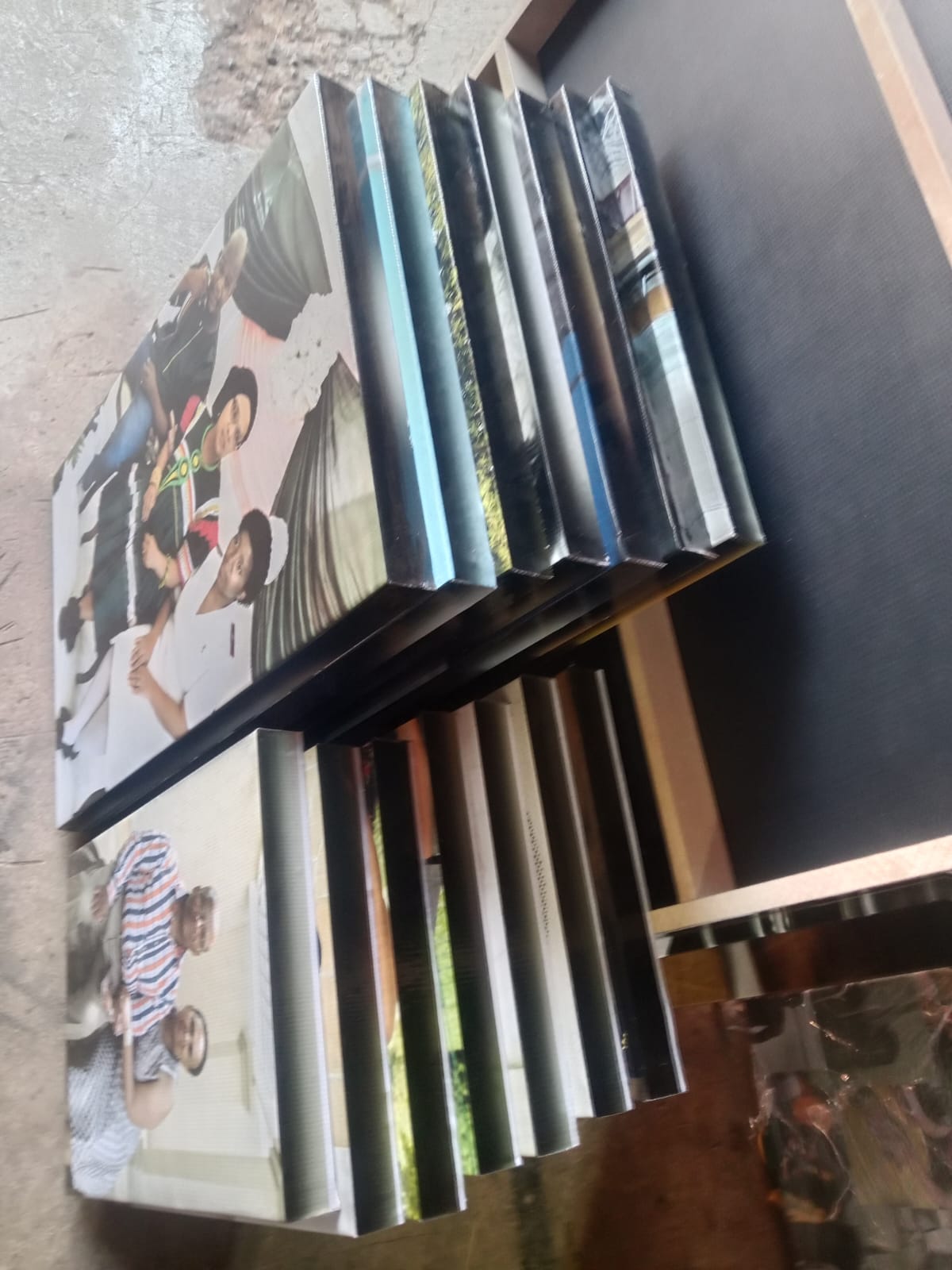 Stack of finished canvas prints